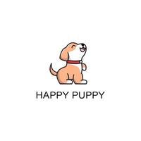 Cute happy puppy logo design with cartoon style, smile puppy logo design vector