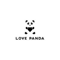 love panda image vector, negative space love panda logo inspiration vector