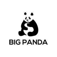 Vector illustration of Big panda eat bamboo, abstract big animal logo concepts