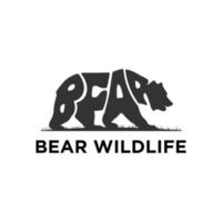 Bear Wildlife animal logo design vector, icon with Warp Text Into the Shape of a Bear illustration vector