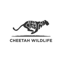 Cheetah Wildlife animal logo design vector, icon with Warp Text Into the Shape of a Cheetah illustration vector