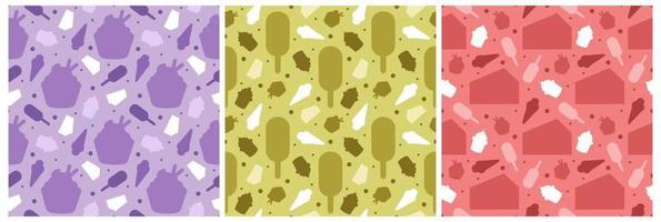 Set of Chocolate Seamless Pattern Design with Choco Decoration in Template Hand Drawn Cartoon Illustration vector