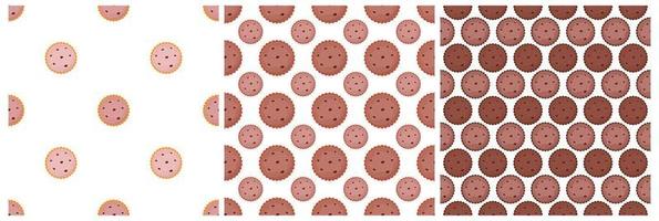 Set of Chocolate Seamless Pattern Design with Choco Decoration in Template Hand Drawn Cartoon Illustration vector