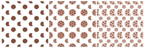 Set of Chocolate Seamless Pattern Design with Choco Decoration in Template Hand Drawn Cartoon Illustration vector