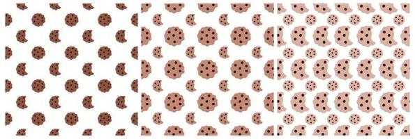 Set of Chocolate Seamless Pattern Design with Choco Decoration in Template Hand Drawn Cartoon Illustration vector