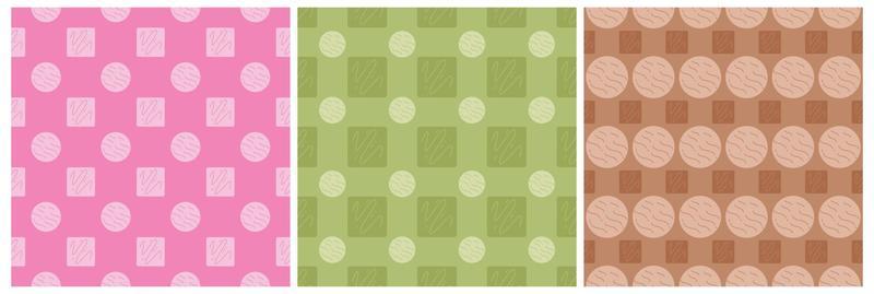 Set of Chocolate Seamless Pattern Design with Choco Decoration in Template Hand Drawn Cartoon Illustration