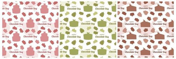 Set of Chocolate Seamless Pattern Design with Choco Decoration in Template Hand Drawn Cartoon Illustration vector