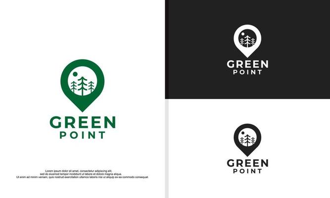 pine point green fir hemlock spruce conifer cedar coniferous cypress larch pinus tree forest vintage retro hipster line art Logo design