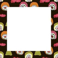 Vector food template, Panasian cuisine frame. Asian food,japanese sushi.