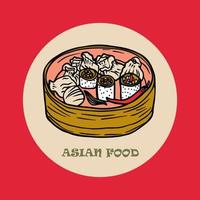 Vector Panasian food banner. Hand drawn asian food illustration.