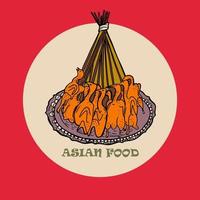 Vector Panasian food banner. Hand drawn asian food illustration.