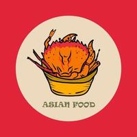 pancarta de comida panasiática vectorial. ilustración de comida asiática dibujada a mano. vector