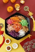 Salmon Yee Sang or Yusheng, a Chinese New Year Celebration Dish photo