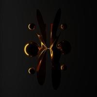 3D rendering Abstract geometry dynamic object with dark background. photo