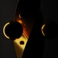 3D rendering Abstract geometry dynamic object with dark background. photo