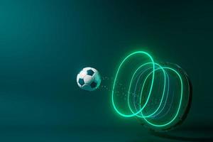 3d football object design. realistic rendering. abstract futuristic background. 3d illustration. motion geometry concept. sport competition graphic. tournament game bet content. soccer ball element. photo