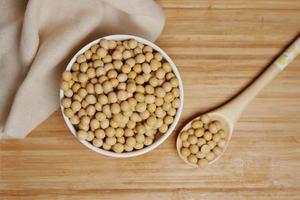 close up of Raw soy bean seed photo