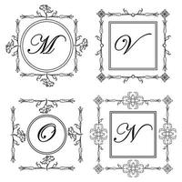 conjunto de monogramas ornamentales medievales, composición del marco vector