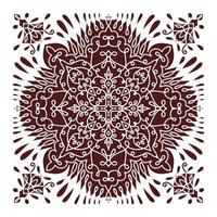 Hand drawing mandala element, silhouette in marsala color. Italian majolica style vector