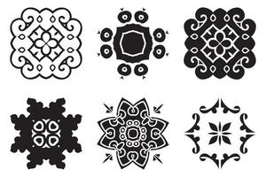 establecer elementos de mandala decorativos de dibujo a mano alzada vector