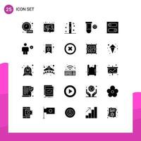 25 Thematic Vector Solid Glyphs and Editable Symbols of control science social heart holidays Editable Vector Design Elements