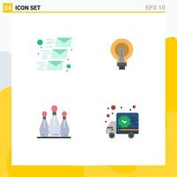 4 Creative Icons Modern Signs and Symbols of email lightbulb email message business bowling Editable Vector Design Elements