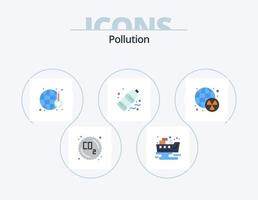 Pollution Flat Icon Pack 5 Icon Design. radioactive. waste. pollution. pollution. gas vector