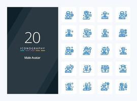 20 Male Avatar Blue Color icon for presentation vector