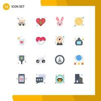 16 Flat Color concept for Websites Mobile and Apps ecg night easter drink sunny Editable Pack of Creative Vector Design Elements