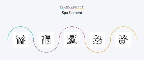 paquete de iconos de la línea 5 de elementos de spa que incluye el juego. limpiando quemador. esponjas limpio vector