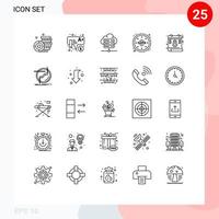 25 Line concept for Websites Mobile and Apps chain day network server calendar regulations Editable Vector Design Elements