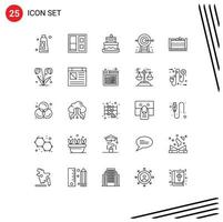 25 Universal Line Signs Symbols of bangla food wedding cake bangladesh planning Editable Vector Design Elements