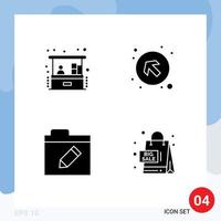 Universal Icon Symbols Group of 4 Modern Solid Glyphs of investment folder small business up sales Editable Vector Design Elements