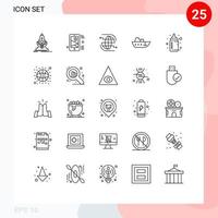 Pack of 25 creative Lines of vessel boat share arrow internet Editable Vector Design Elements