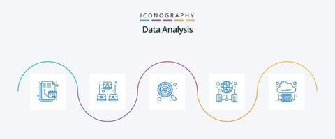 Data Analysis Blue 5 Icon Pack Including server. folder. business. data. search vector