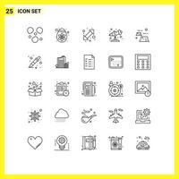 Group of 25 Lines Signs and Symbols for environment deforestation left damage telescope Editable Vector Design Elements