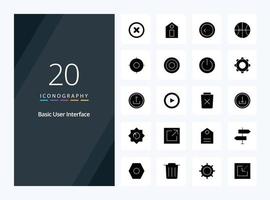 20 Basic Solid Glyph icon for presentation vector