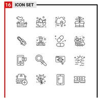 16 Thematic Vector Outlines and Editable Symbols of blade saw business box earth day Editable Vector Design Elements