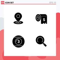 Pack of creative Solid Glyphs of browse cue ball location costs game Editable Vector Design Elements