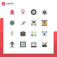 16 User Interface Flat Color Pack of modern Signs and Symbols of focus serving musical website speed Editable Pack of Creative Vector Design Elements