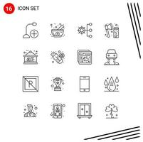 Stock Vector Icon Pack of 16 Line Signs and Symbols for tool construction natural axe management Editable Vector Design Elements