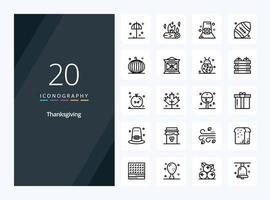 20 Thanksgiving Outline icon for presentation vector