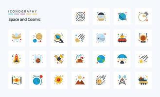 25 Space Flat color icon pack vector