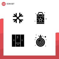 4 Universal Solid Glyphs Set for Web and Mobile Applications snow cupboard canada shopping interior Editable Vector Design Elements