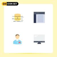 Universal Icon Symbols Group of 4 Modern Flat Icons of database user infographics coding bellhop Editable Vector Design Elements