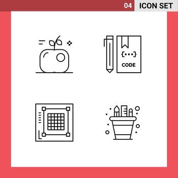 4 Creative Icons Modern Signs and Symbols of apple design science develop layout Editable Vector Design Elements