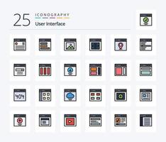 User Interface 25 Line Filled icon pack including slider. communication. user. user. interface vector