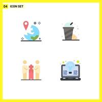 Group of 4 Modern Flat Icons Set for gps business marker park partners Editable Vector Design Elements