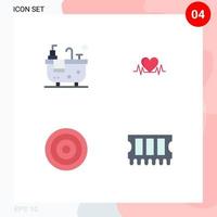 4 Flat Icon concept for Websites Mobile and Apps bathroom line heartbeat wedding hardware Editable Vector Design Elements