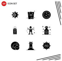 User Interface Pack of 9 Basic Solid Glyphs of scarecrow farming party character china Editable Vector Design Elements